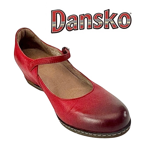Dansko Women’s Loralie Mary Jane Wedge Red Leather EU 36 US 6 | Pre-Owned - Picture 1 of 9